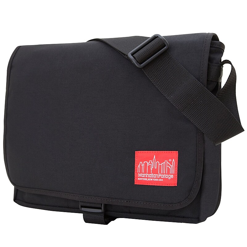 Manhattan Portage DJ Deluxe Fabric Water Resistant Messenger Bag, Black (1713 BLK) image 1