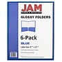 JAM Paper Glossy 2-Pocket Portfolio Folder, Blue, 6/Pack (385Gbua)~#|#~m003904158_sc7