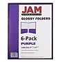 JAM Paper Laminated Two-Pocket Glossy Presentation Folders, Purple, 6/Pack (385GPUA)~#|#~m003904178_sc7