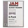 JAM Paper Glossy 2-Pocket Portfolio Folder, Silver, 6/Pack (385Gsia)~#|#~m003904182_sc7