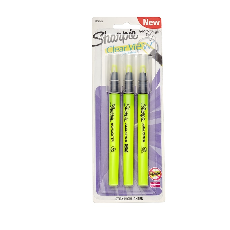 Sharpie Clear View Highlighter, Chisel Tip, Yellow, 3/Pack (1950745/2128217) image 1