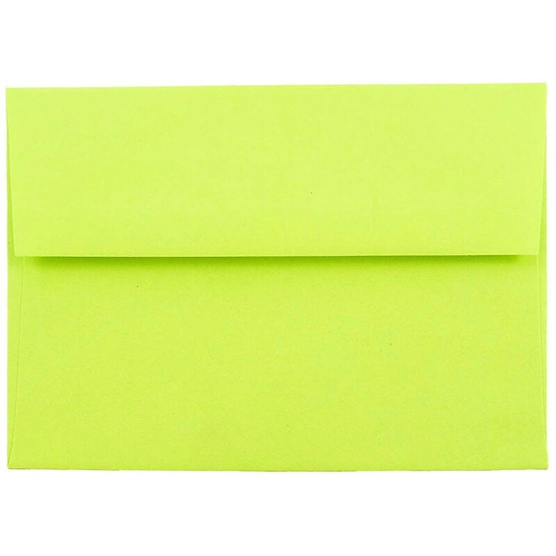 JAM Paper A6 Colored Invitation Envelopes, 4.75 x 6.5, Ultra Lime Green, Bulk 250/Box (52610H) image 1