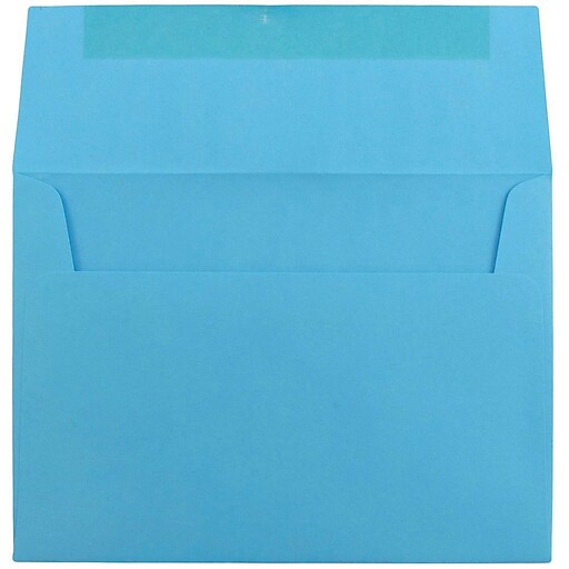 JAM Paper® A7 Invitation Envelopes, 5.25 x 7.25, Brite Hue Blue Recycled, 25/pack (54093) Staples