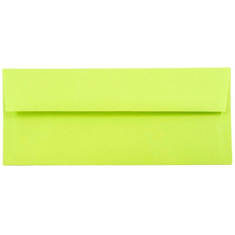 JAM Paper #10 Business Envelope, 4 1/8" x 9 1/2", Lime Green, 25/Pack (71091) image 1