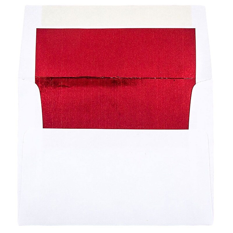 JAM Paper A2 Foil Lined Invitation Envelopes, 4.375 x 5.75, White with Red Foil, 25/Pack (72158) image 1