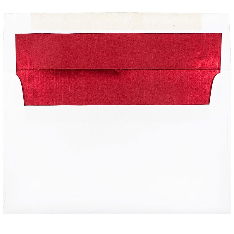 JAM Paper A9 Foil Lined Invitation Envelopes, 5.75 x 8.75, White with Red Foil, 25/Pack (76798) image 1