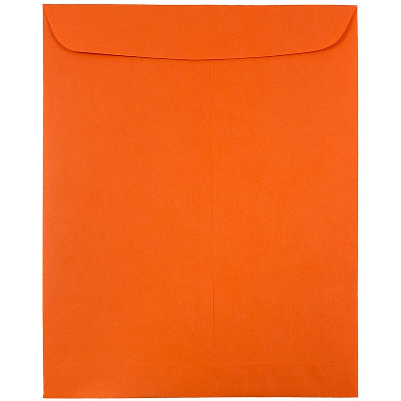 JAM Paper 9 x 12 Open End Catalog Colored Envelopes, Orange Recycled, 100/Pack (80410) image 1