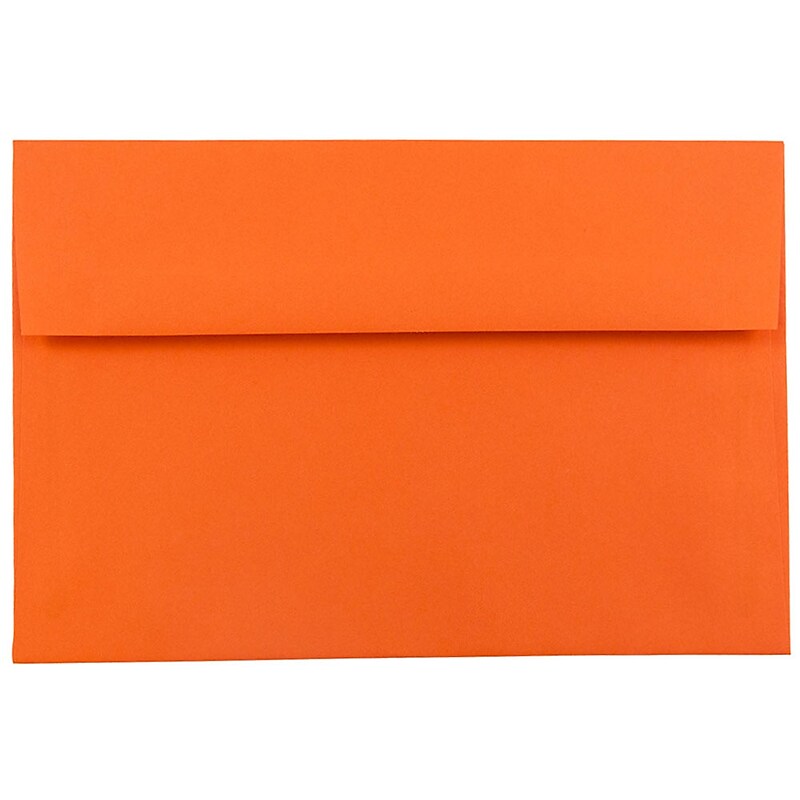 JAM Paper A7 Colored Invitation Envelopes, 5.25 x 7.25, Orange Recycled, 25/Pack (95666) image 1