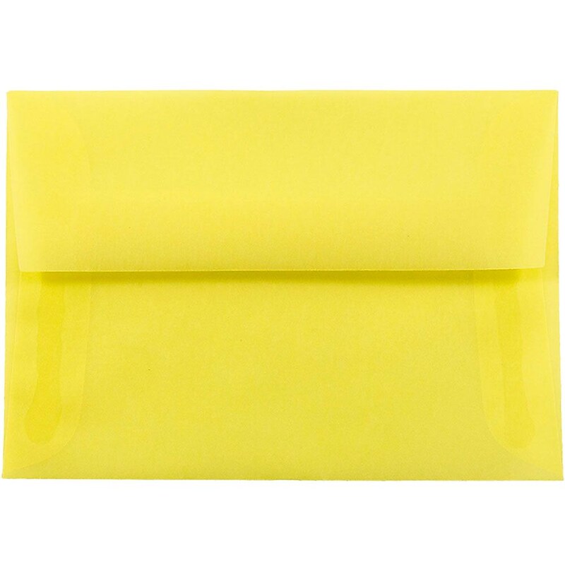JAM Paper 4Bar A1 Translucent Vellum Invitation Envelopes, 3.625 x 5.125, Primary Yellow, 50/Pack (1591616I) image 1