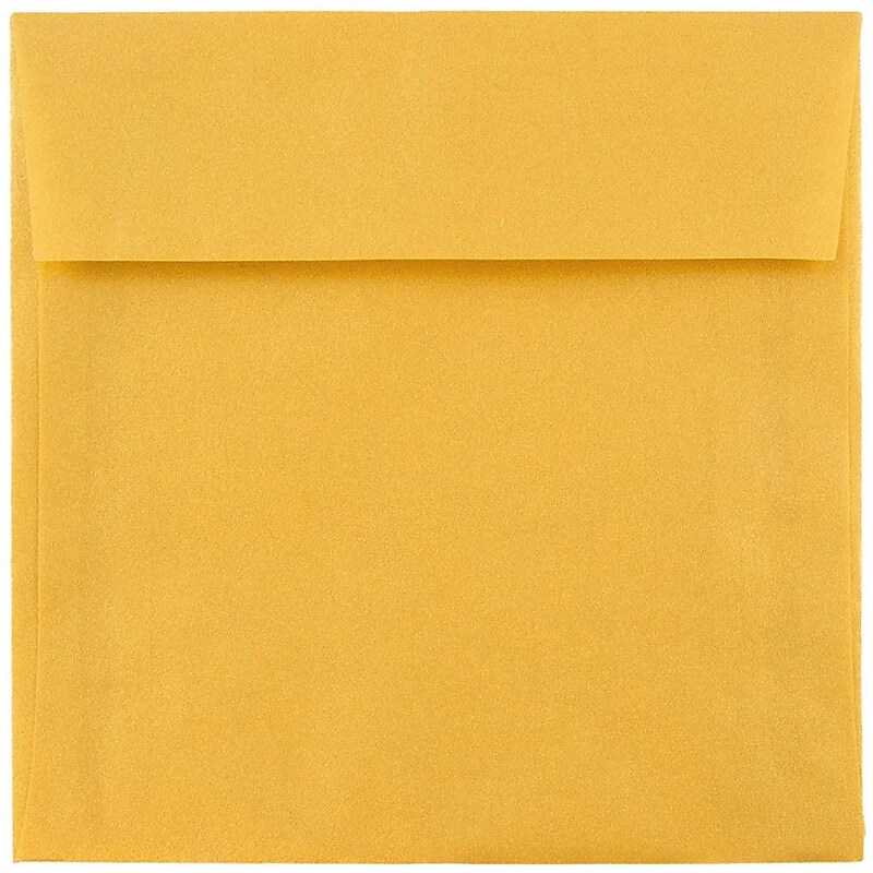 JAM Paper 8.5 x 8.5 Square Translucent Vellum Invitation Envelopes, Gold, Bulk 250/Box (PACV597H) image 1