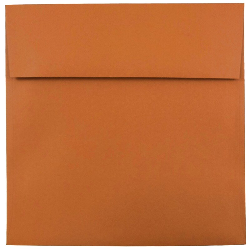 JAM Paper 8.5 x 8.5 Square Invitation Envelopes, Dark Orange, 50/Pack (3157503I) image 1