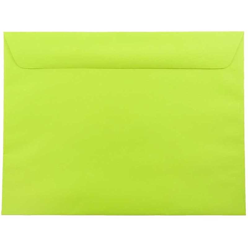 JAM Paper 9 x 12 Booklet Colored Envelopes, Ultra Lime Green, 25/Pack (5156771) image 1