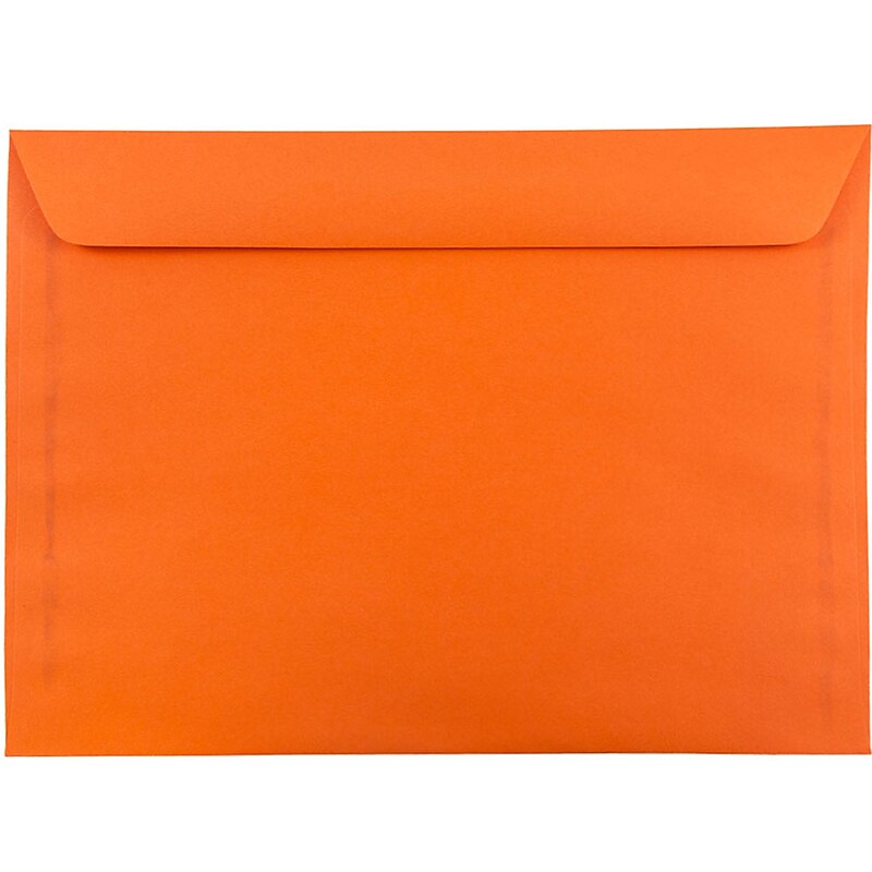 JAM Paper 9 x 12 Booklet Colored Envelopes, Orange Recycled, 25/Pack (5156772) image 1