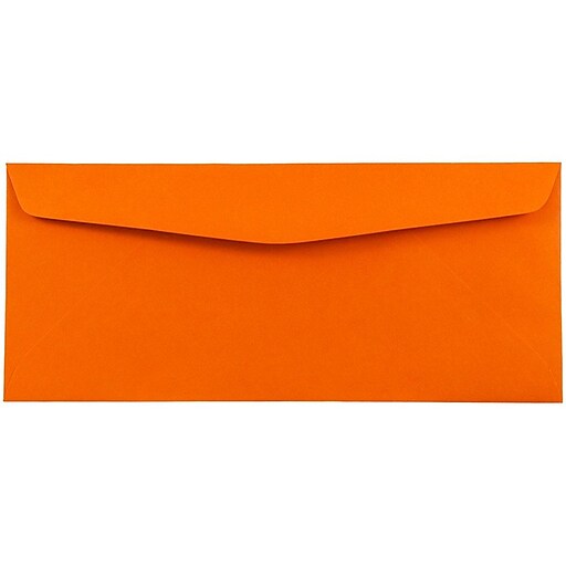JAM Paper® Monarch Envelopes, 3 7/8 x 7 1/2, Brite Hue Orange Recycled