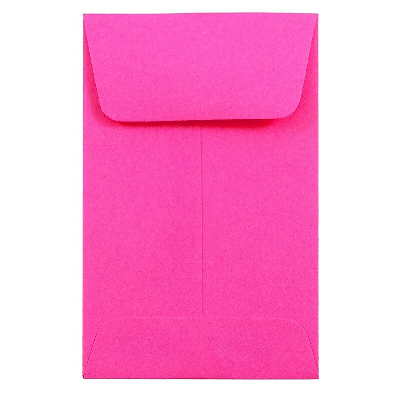 JAM Paper #1 Coin Business Colored Envelopes, 2.25 x 3.5, Ultra Fuchsia Pink, 50/Pack (352927832I) image 1