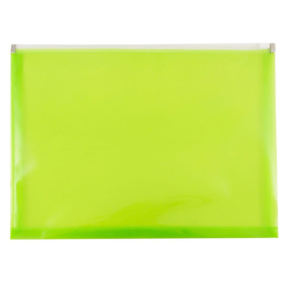 JAM Paper Plastic Envelopes with Zip Closure, Letter Booklet, 9.5 x 12.5, Lime Green Poly, 12/pack (218Z1LI)