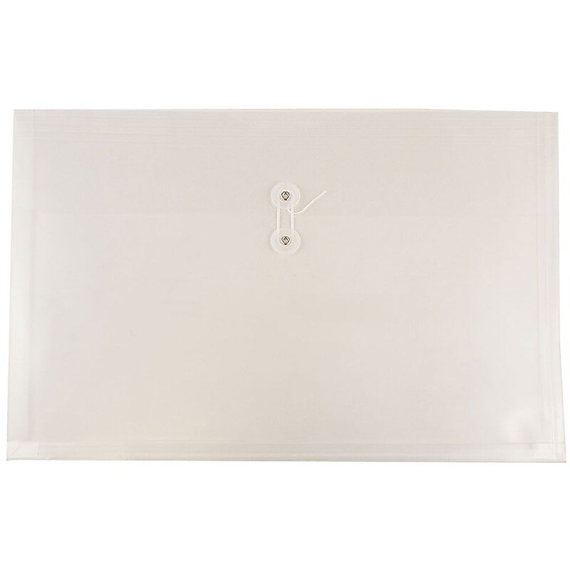 JAM Paper® Plastic Envelopes with Button and String Tie Closure, Large Booklet, 12 x 18, Clear, 12/Pack (457B1CL) image 1