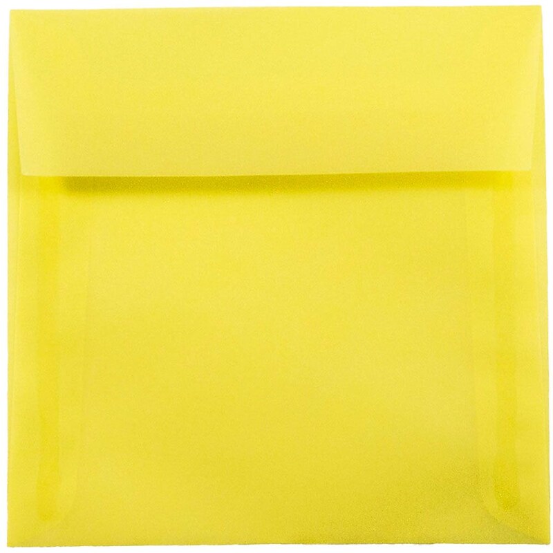 JAM Paper 5.5 x 5.5 Square Translucent Vellum Invitation Envelopes, Primary Yellow, Bulk 250/Box (PACV506H) image 1
