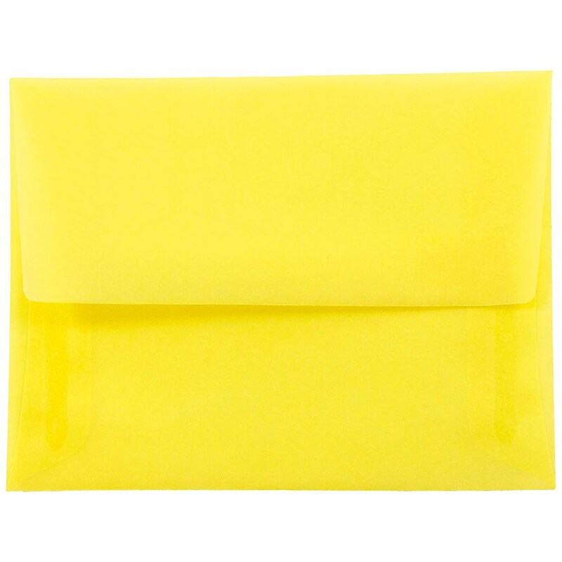 JAM Paper A2 Translucent Vellum Invitation Envelopes, 4.375 x 5.75, Primary Yellow, 50/Pack (PACV606I) image 1