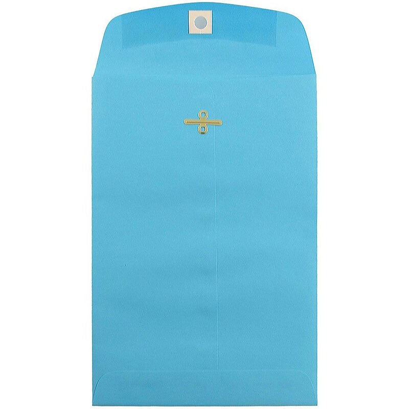 JAM Paper 6 x 9 Open End Catalog Colored Envelopes with Clasp Closure, Blue Recycled, 100/Pack (V0128123) image 1
