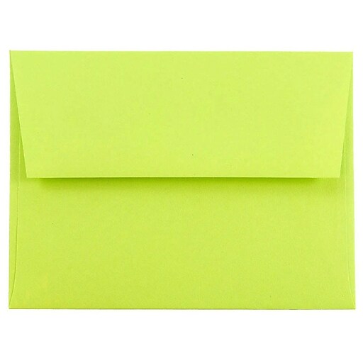 JAM Paper A2 Colored Invitation Envelopes, 4 3/8" x 5 3/4", Ultra Lime
