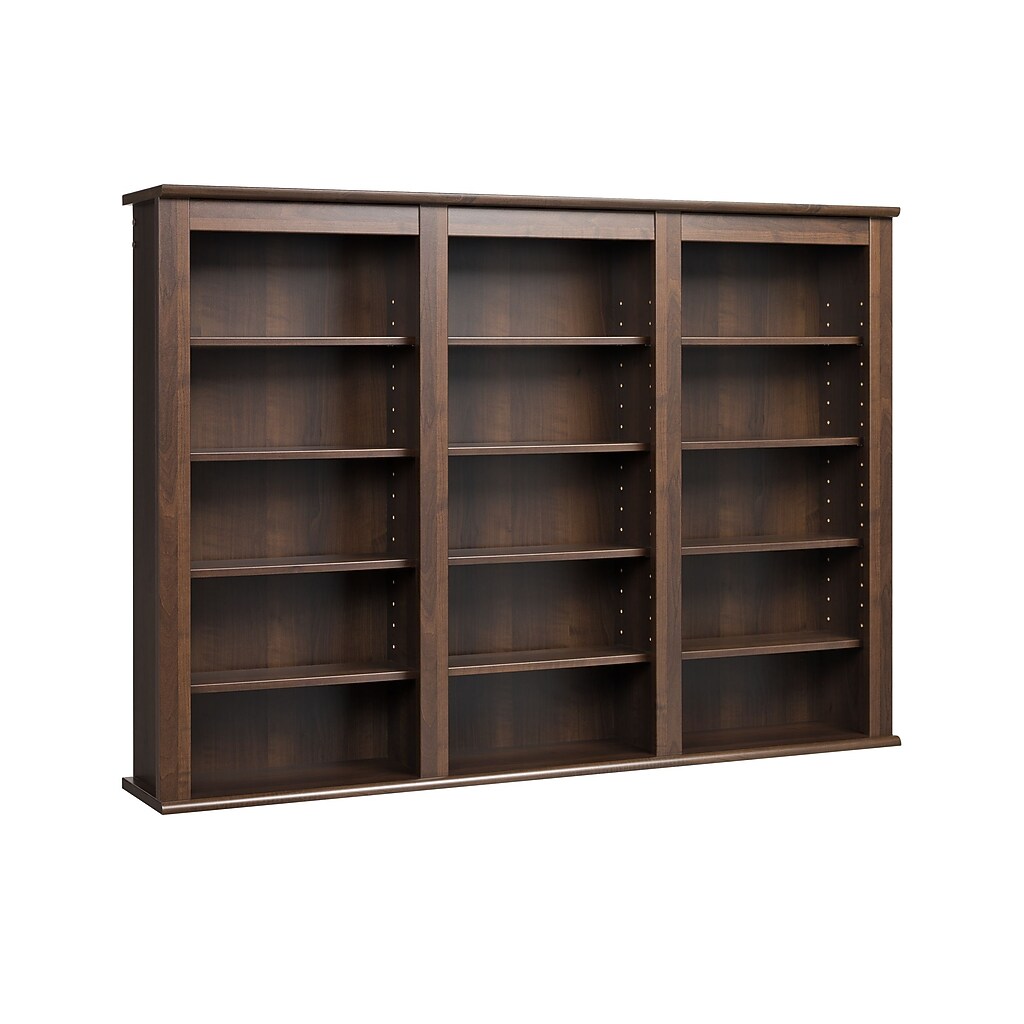 Standalone dark brown storage cabinet with glass-less doors and adjustable shelves