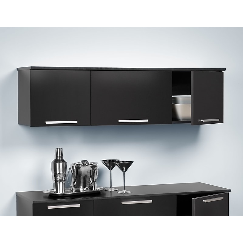 Prepac™ Coal Harbor Wall Mounted Hutch, 13"H x 47.25"W x 12"D, Black image 1