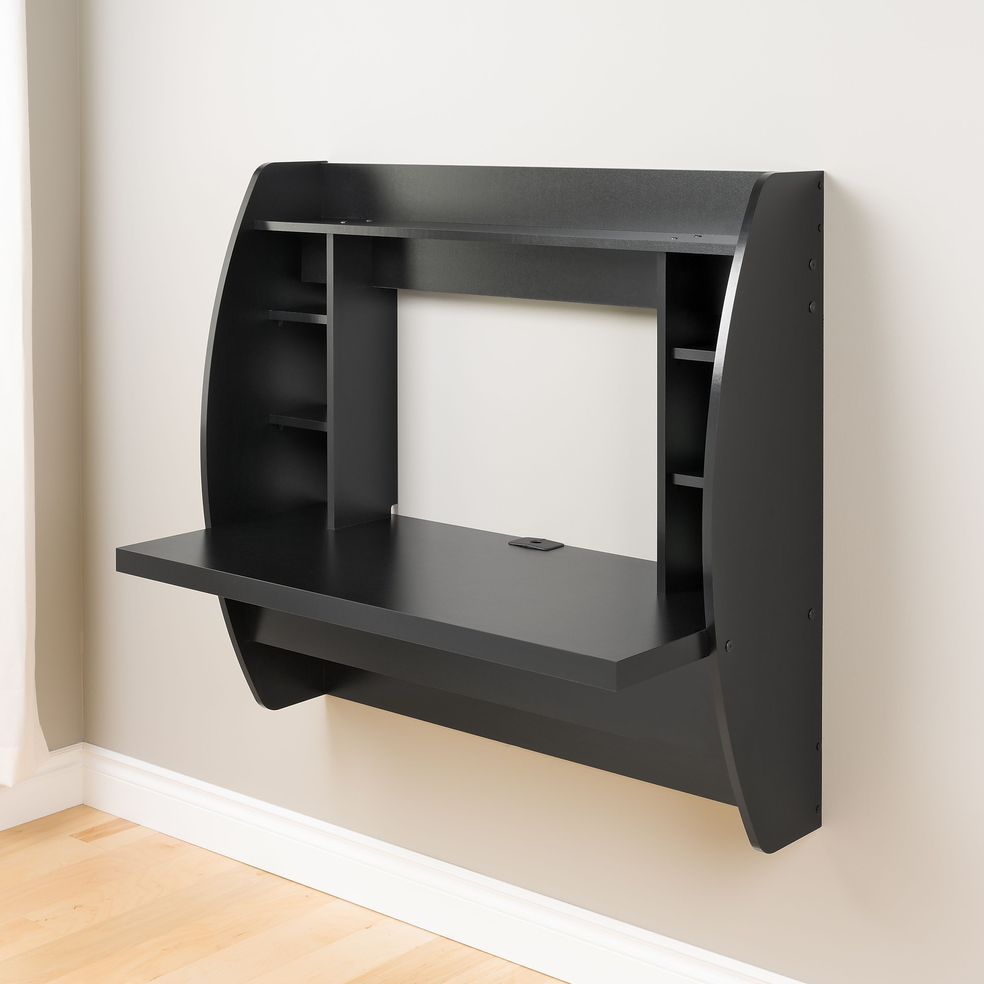 Prepac 42” W L-Shape Metal Contemporary Wall Mounted Desk, Black (BEHW-0200-1) Sansujyuku sansujyuku.com