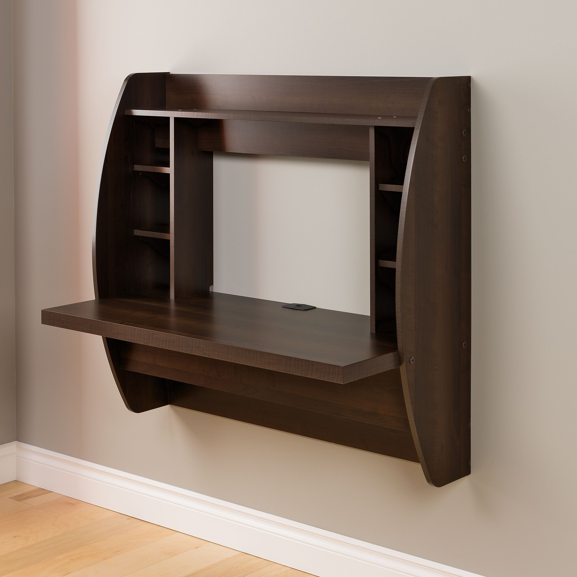 Prepac 42” Wall Mounted Floating Desk with Storage, Espresso (EEHW-0200-1) Sansujyuku sansujyuku.com