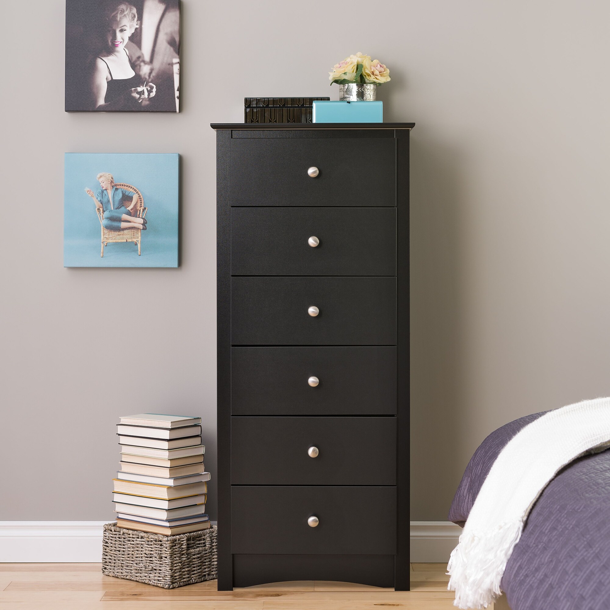Prepac 53.25″ Sonoma Tall 6 Drawer Chest, Black Sansujyuku sansujyuku.com