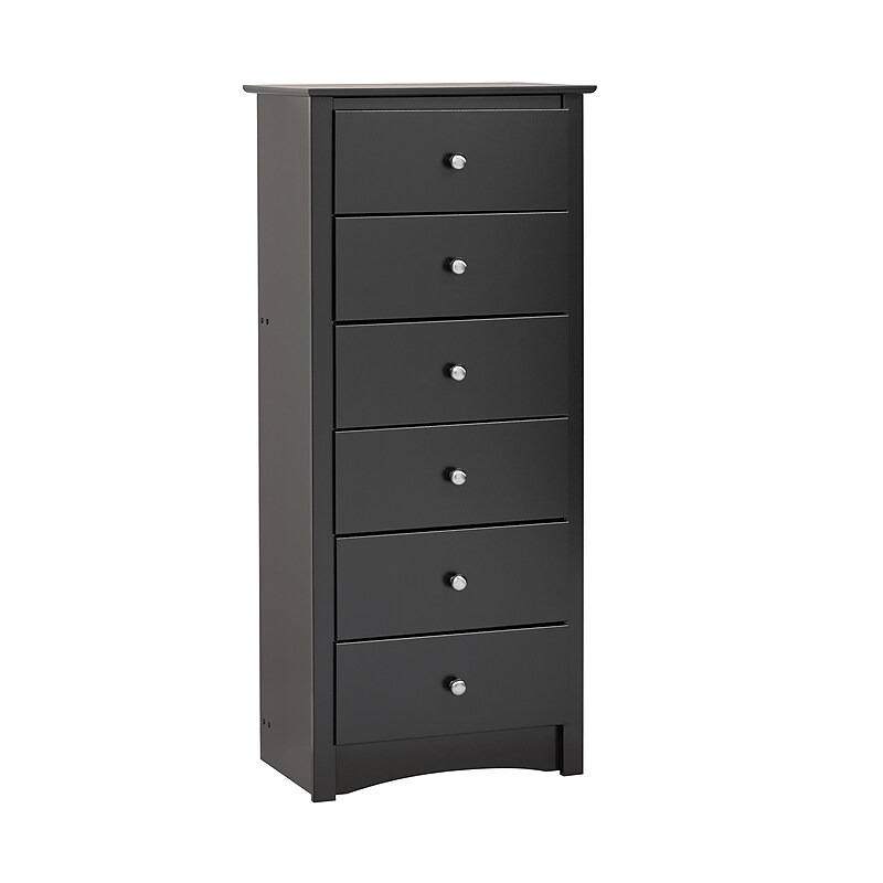 Prepac™ 53.25" Sonoma Tall 6 Drawer Chest, Black image 1