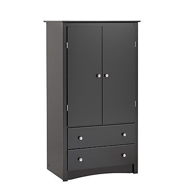 Sonoma Black Engineered Wood 31.5 in. Armoire Dresser for Bedroom with Adjustable Shelf and 2-Doors and 2-Drawers - Thumbnail 3
