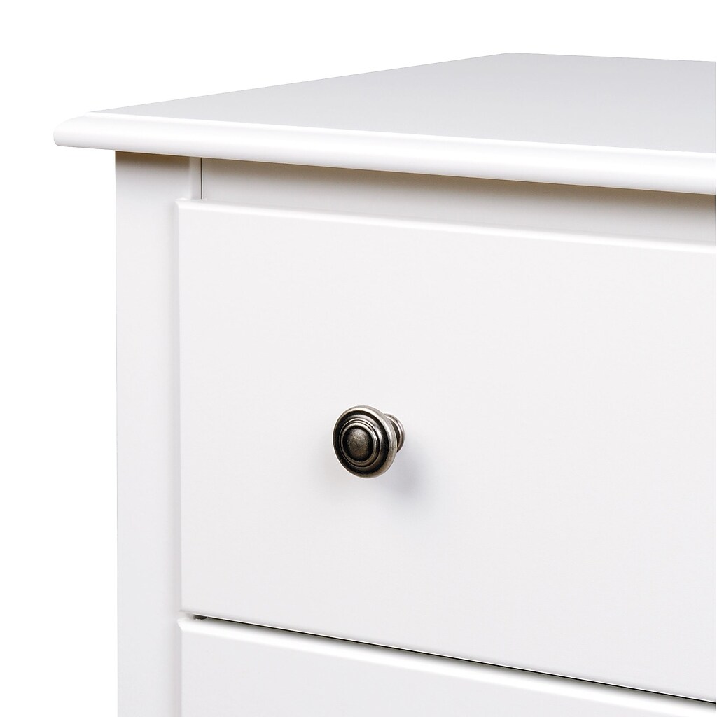 Close-up of drawer front and knob hardware