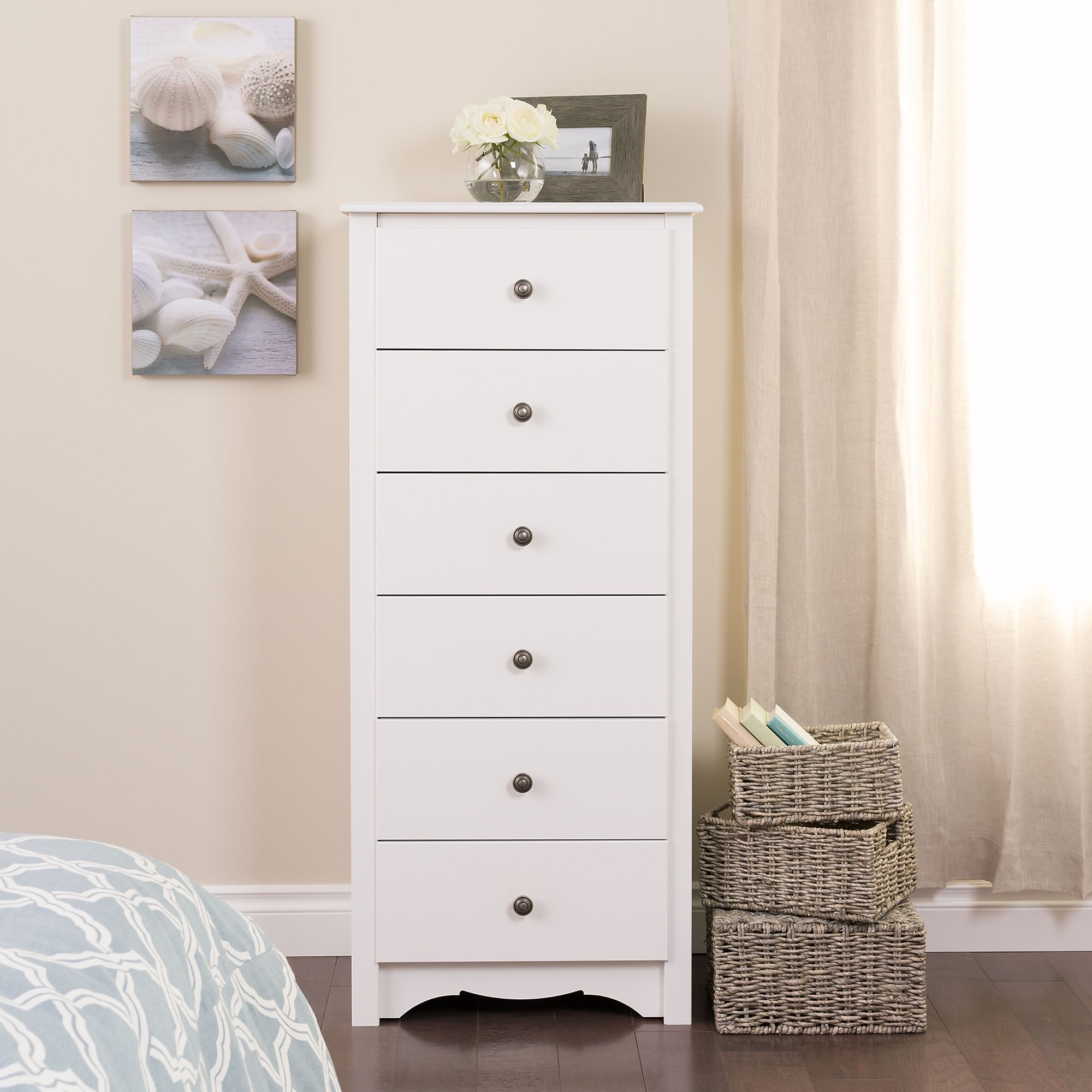 Prepac 53.25″ Monterey Tall 6 Drawer Chest, White Sansujyuku sansujyuku.com