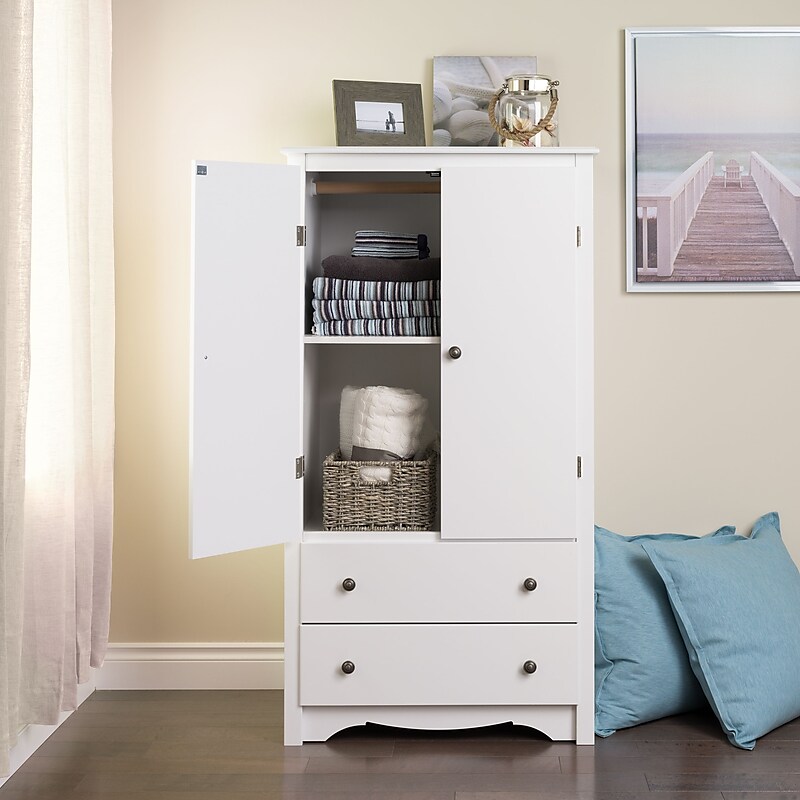 Prepac™ Monterey Composite Wood 2 Door 2 Drawer Armoire, White image 1