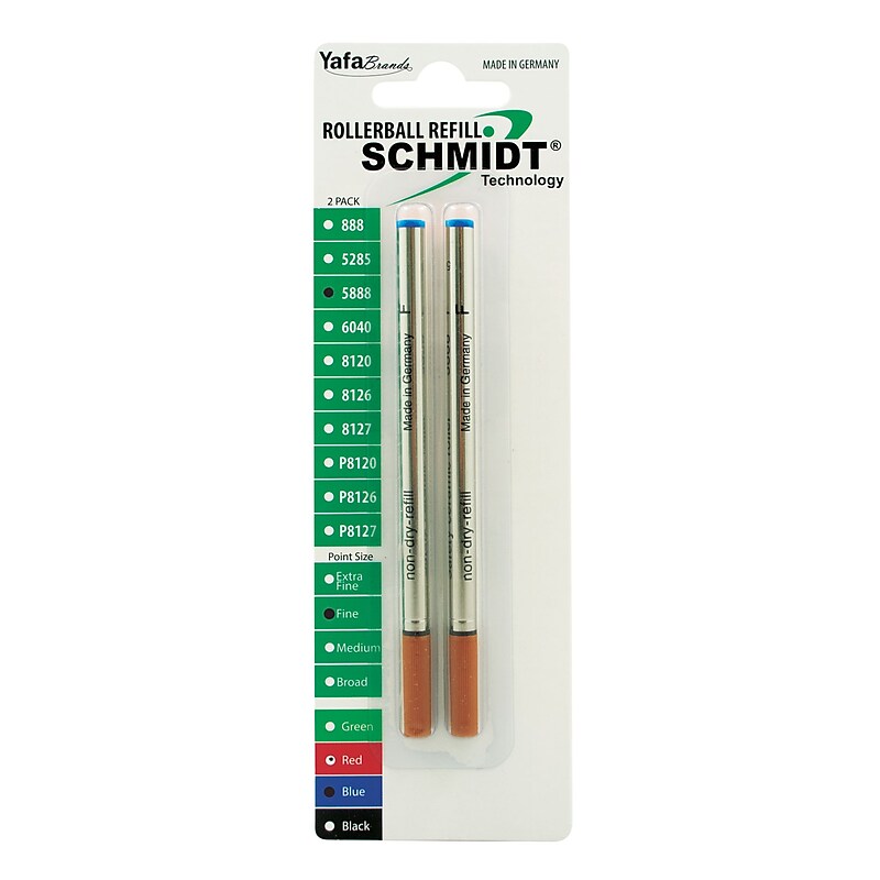 Schmidt 888 Safety Ceramic Rollerball Metal Tube Refill, Fits Universal Pens, Fine, Blue, 2 Pack (SC58101) image 1