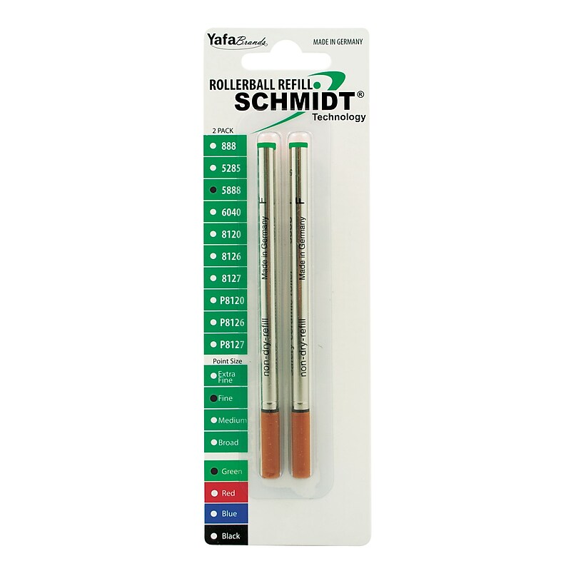 Schmidt 888 Safety Ceramic Rollerball Metal Tube Refill, Fits Universal Pens, Fine, Red, 2 Pack (SC58102) image 1