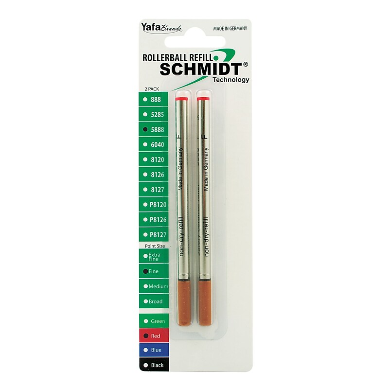 Schmidt 888 Safety Ceramic Rollerball Metal Tube Refill, Fits Universal Pens, Fine, Green, 2 Pack (SC58103) image 1