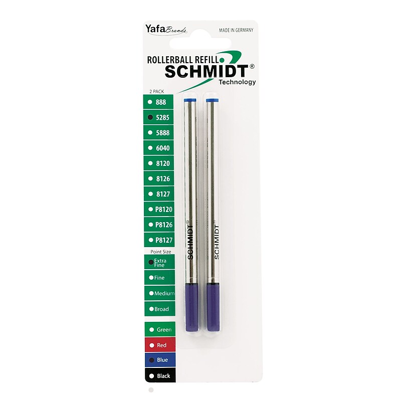 Schmidt 5285 Safety Rolling Tube Needle Point Refill, Fits Most Capped Rollerball Pens, Fine, Blue, 2 Pack (SC58116) image 1