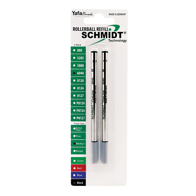 Schmidt 6040 Fineliner W/ Spring Loaded Refill, Fits Most Capped Rollerball Pens, Medium, Black, 2 Pack (SC58117) image 1