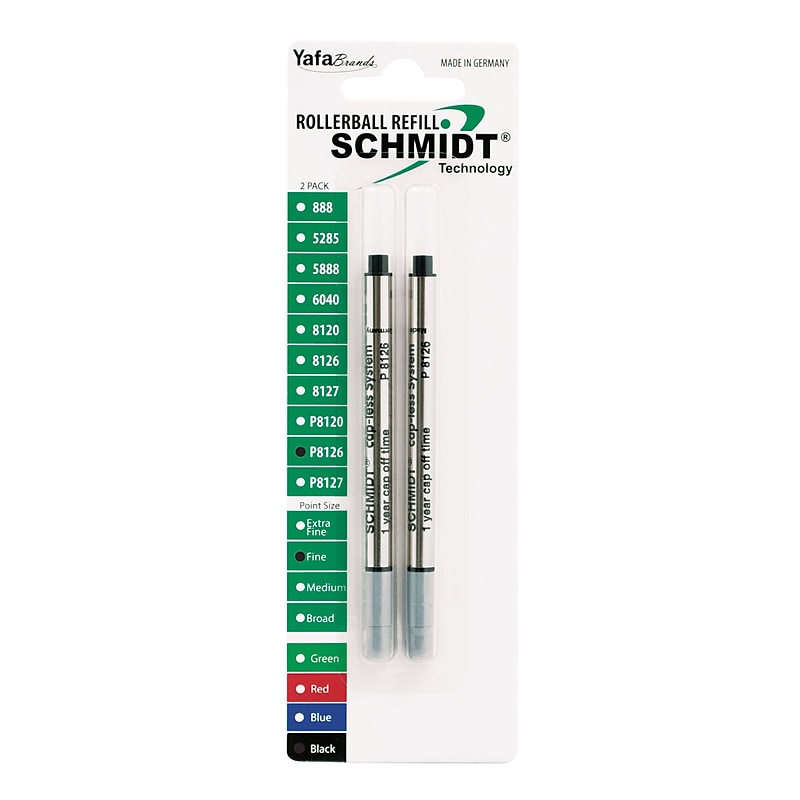 Schmidt 8126 Rollerball Short Capless Refill, Fine, Black, 2 Pack (SC58119) image 1