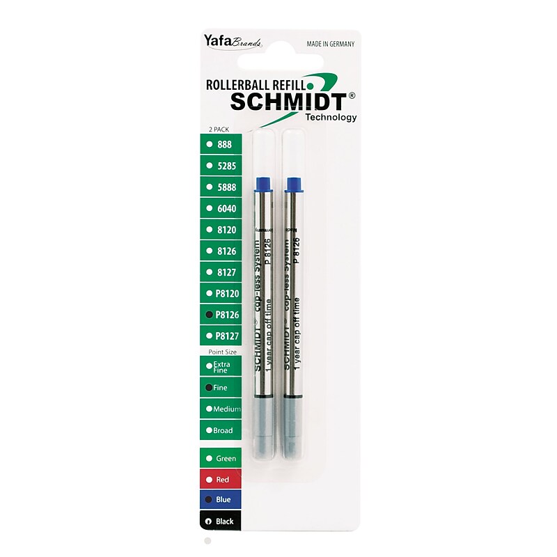 Schmidt 8126 Rollerball Short Capless Refill, Fine, Blue, 2 Pack (SC58120) image 1