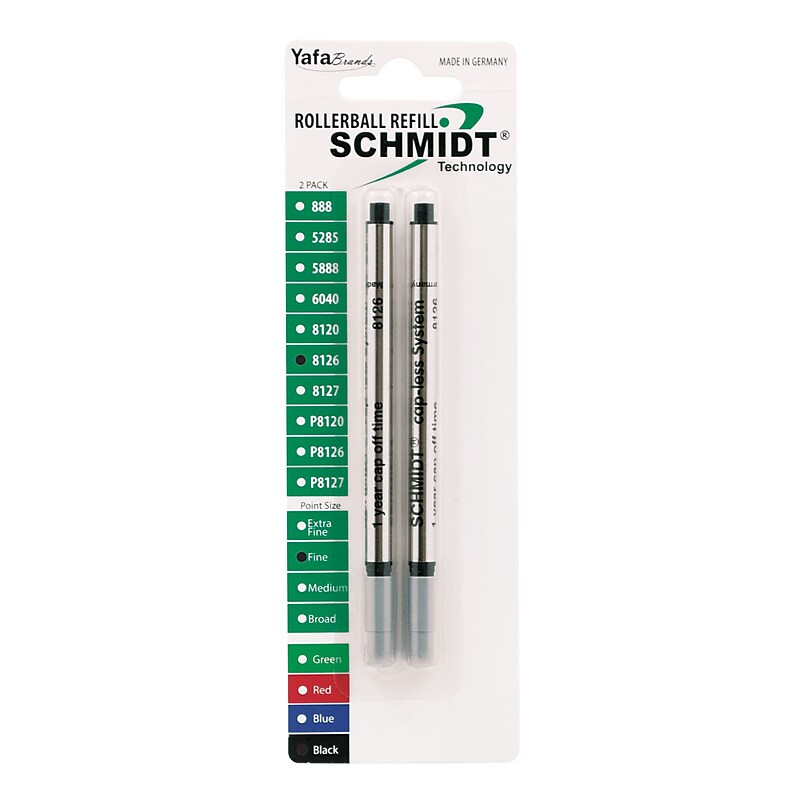 Schmidt 8126 Rollerball Long Capless Refill, Fine, Black, 2 Pack (SC58123) image 1