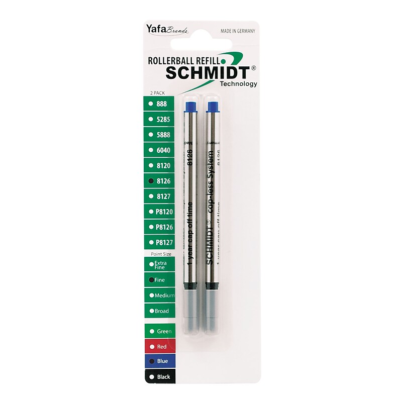 Schmidt 8126 Rollerball Long Capless Refill, Fine, Blue, 2 Pack (SC58124) image 1