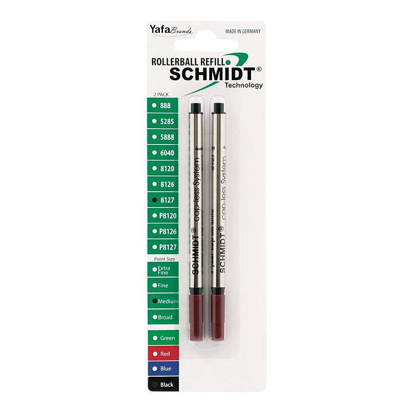 Schmidt 8127 Rollerball Long Capless Refill, Medium, Black, 2 Pack (SC58127) image 1