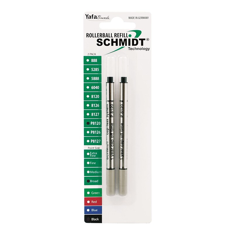 Schmidt P8120 Short Capless Rollerball Refill, Broad, Black, 2 Pack (SC58133) image 1