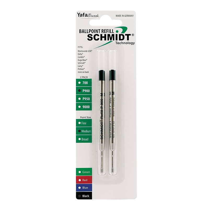 Schmidt P900 Ballpoint TC Ball Refill, To Fit Parker Ballpoint Pens, Medium, Black, 2 Pack (SC58135) image 1