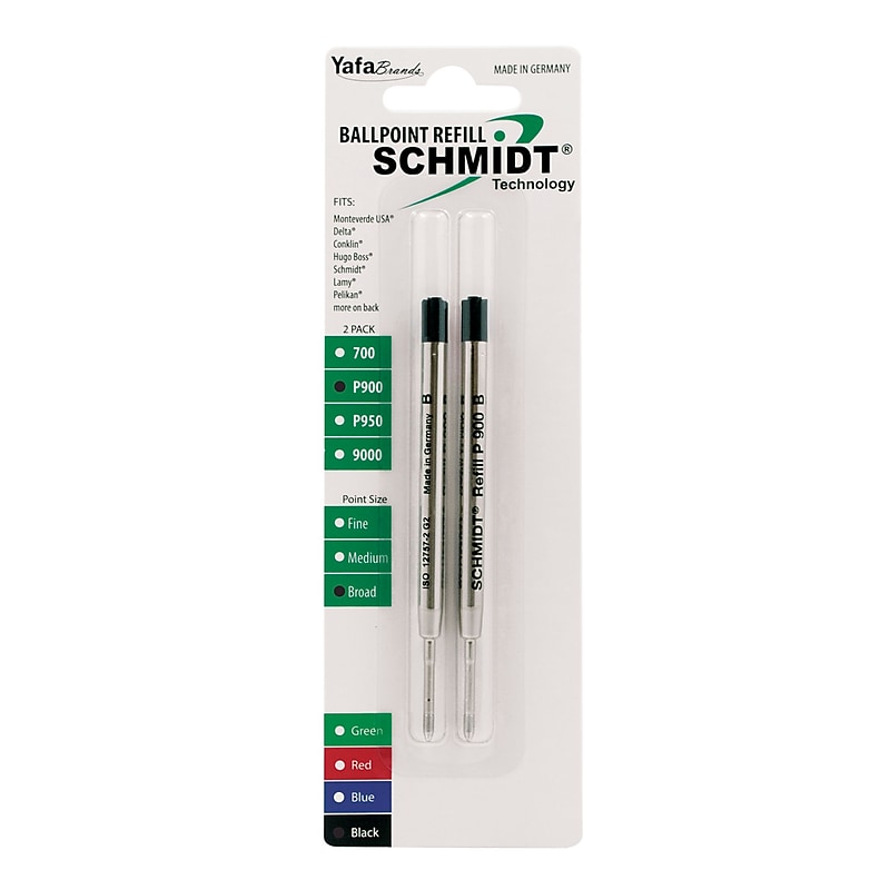 Schmidt P900 Ballpoint TC Ball Parker Style Refill, fits Parker ballpoint pens, Fine, Black, 2 Pack (SC58139) image 1