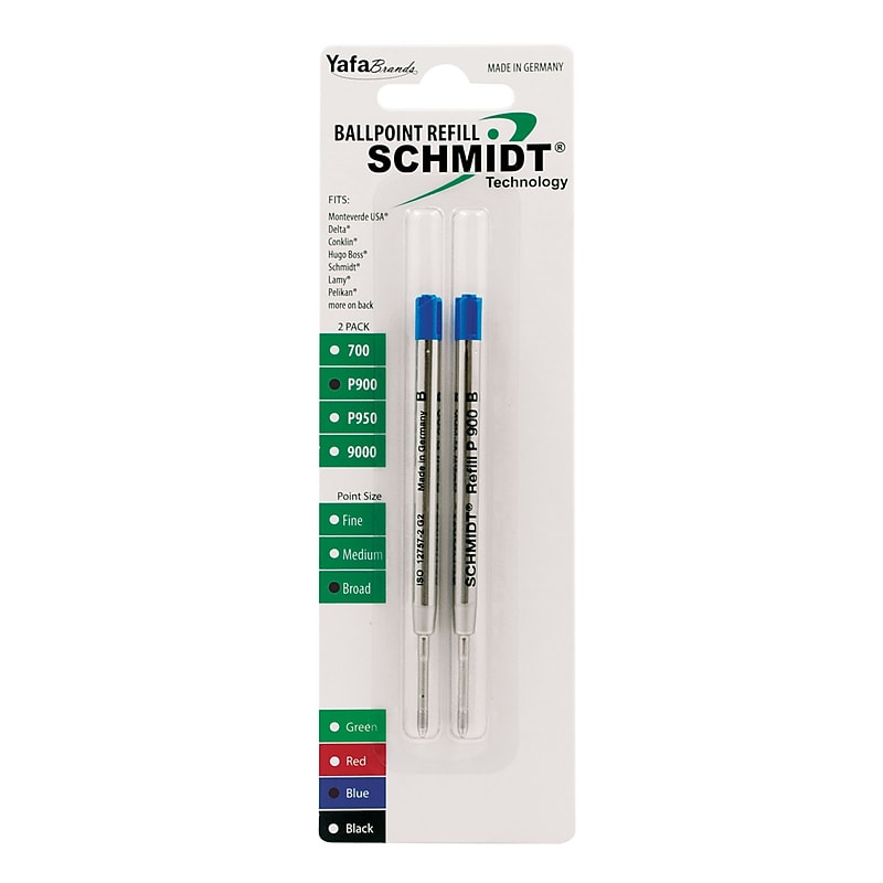 Schmidt P900 Ballpoint TC Ball Parker Style Refill, fits Parker ballpoint pens, Broad, Blue, 2 Pack (SC58142) image 1