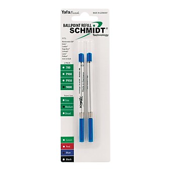 Schmidt 9000 Easy Flow Hybrid Ballpoint Refill, fits Parker ballpoint pens, Medium, Blue, 2 Pack (SC58144)